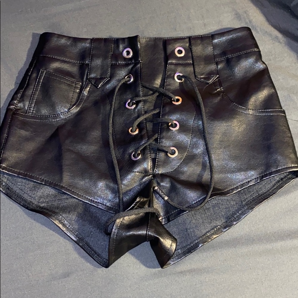 Leather booty shorts
